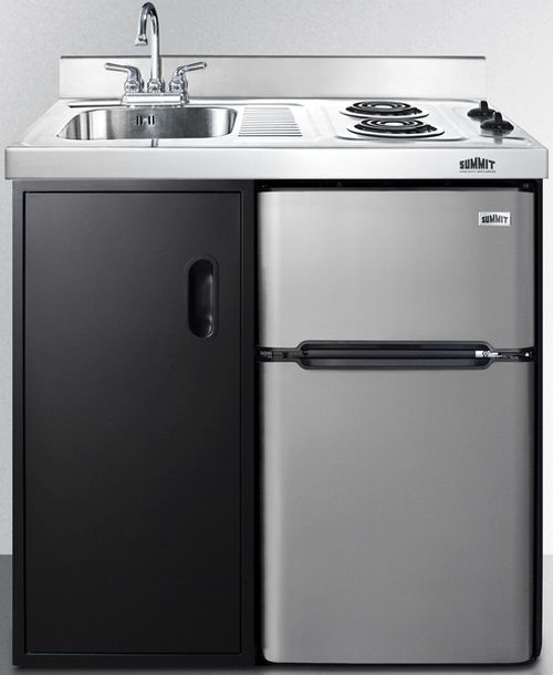 Summit® 36" Black and Stainless Steel All-In-One Kitchenette-1