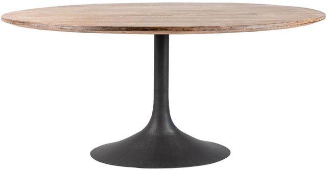 Nest Home Collections Ida Antique Natural 78" Oval Dining Table with Iron Base-0