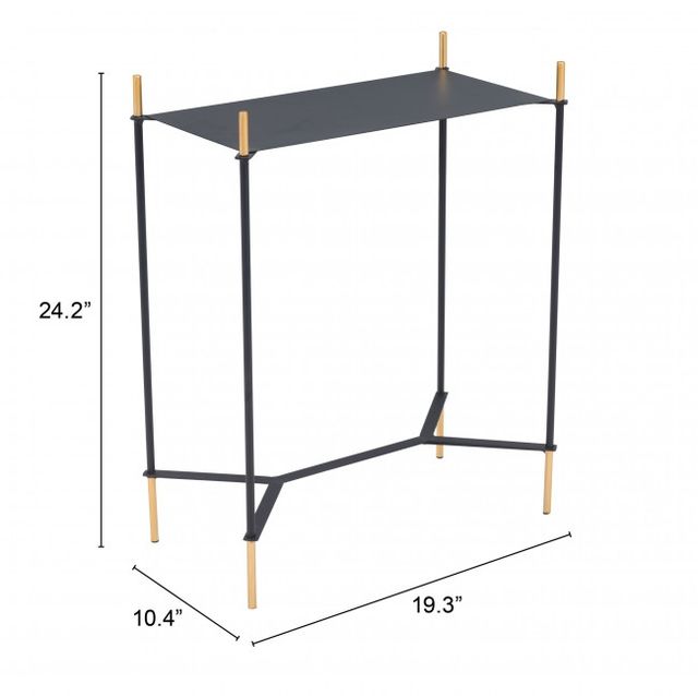 Zuo® Modern Austin Black Gold Side Table with Metal Framework-3
