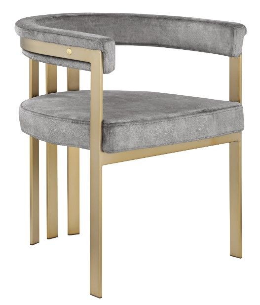 Meridian Furniture Marcello Gray/Brushed Brass Velvet Dining Chair-0