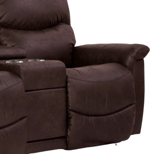 La-Z-Boy® James Walnut Leather Manual Reclining Loveseat with Console-2