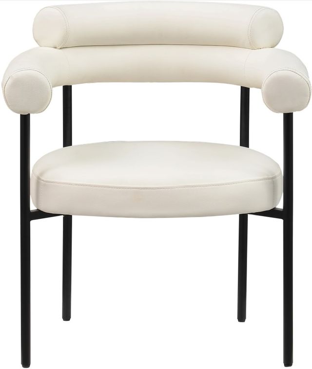 Meridian Furniture Blake Cream/Matte Black Upholstered Dining Arm Chair-1