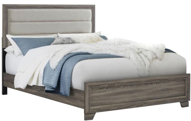 Coaster® Wright Brown Oak/Tan California King Upholstered Panel Bed-1