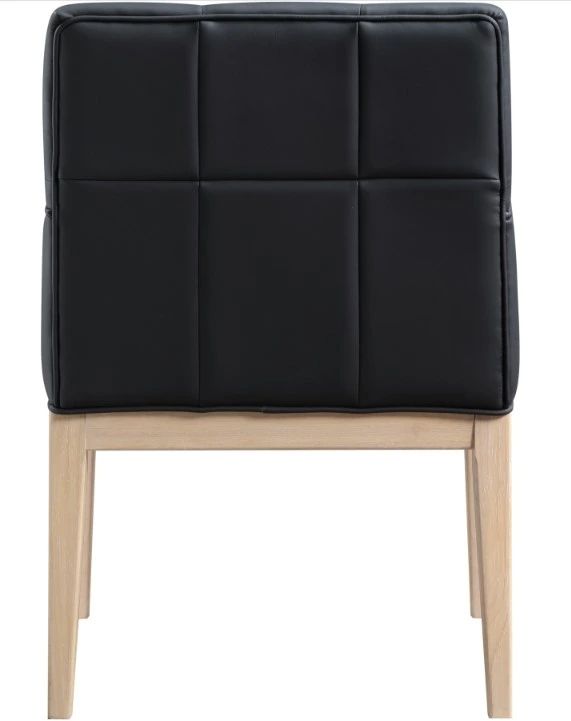 Meridian Furniture Adrian Black/Natural Leather Upholstered Dining Arm Chair-4