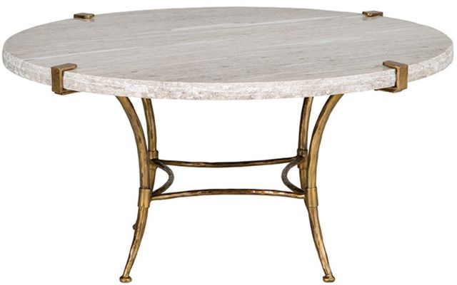 Furniture Classics Adelaide Cream/Gray Round Coffee Table with Gold Base-1