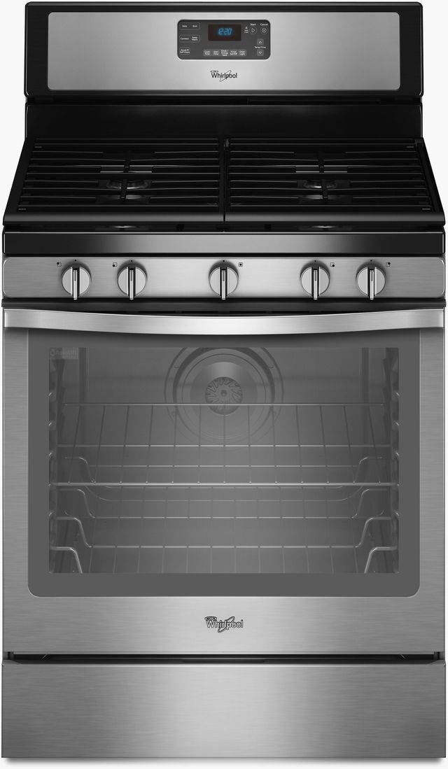 Whirlpool® 30" Freestanding Gas Range-Black-on-Stainless-0