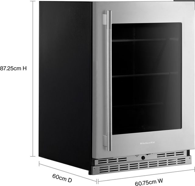KitchenAid® 24" 5.2 Cu. Ft. PrintShield™ Stainless Finish Beverage Center with Glass Door-2