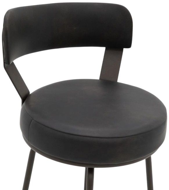 International Furniture Direct Maison Black/Blacksmithing Matte Black 24" Swivel Bar Stool-4