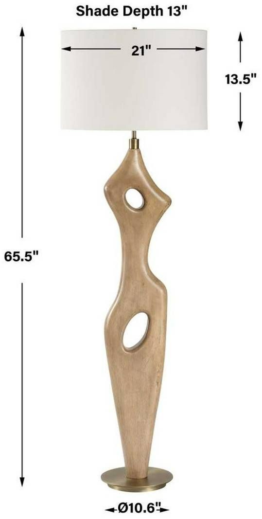 Uttermost® Almyra Aged Driftwood Floor Lamp with Antique Brass Accents-2