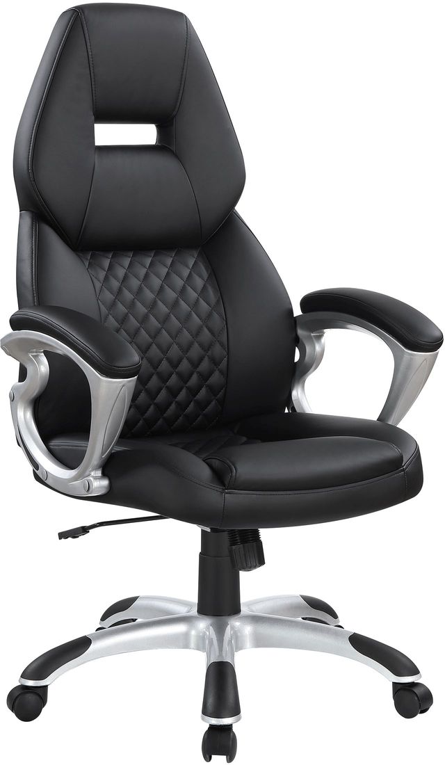Coaster® Bruce Black/Silver Adjustable Height Office Chair-0