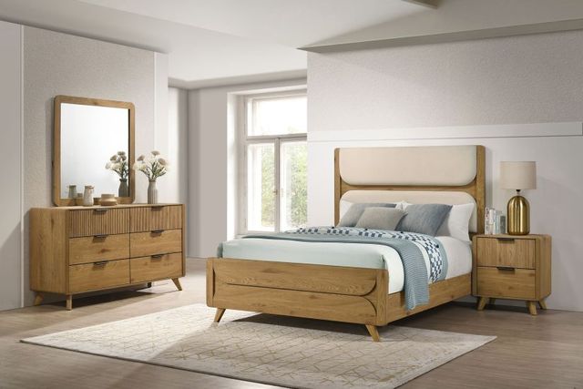 Coaster® Bennett 4-Piece Light Oak Youth Twin Upholstered Panel Bedroom Set-1