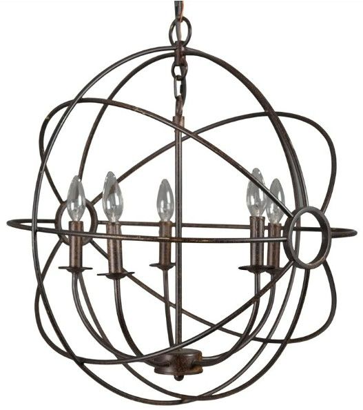 YHD Shooting Star Rustic Black 5-Light Orb Chandelier-0