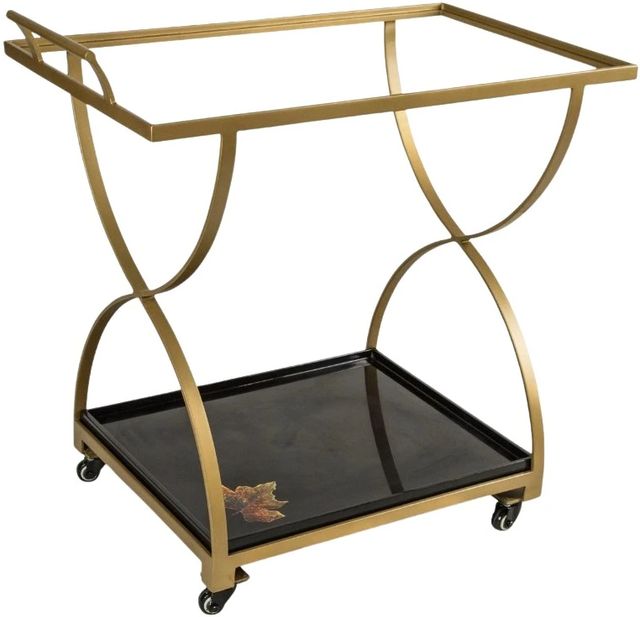 Michael Amini® Illusion Accents™ Black/Gold Serving Cart-1
