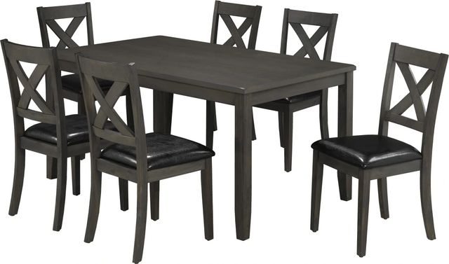 Brassex Inc. Eastwood 7-Piece Black/Grey Dining Set-0