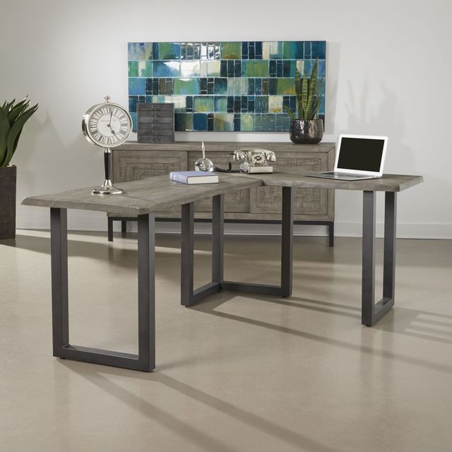 Coast2Coast Home™ Sandblast Graywash L-Shaped Writing Desk-1