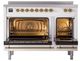 Ilve® Nostalgie II Noblesse 48'' White Pro Style Induction Range with Brass Trim-2