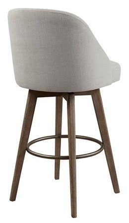 Ollix by Madison Park Pearce Grey Bar Stool with Swivel Seat-2