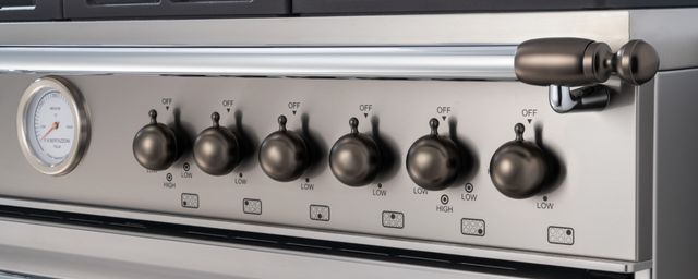 Bertazzoni Collezione Metalli Heritage Series Black Nickel Range and Hood Decor Set-1