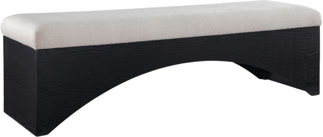 Meridian Furniture Lawson Beige/Black Velour Fur Fabric Bench-0