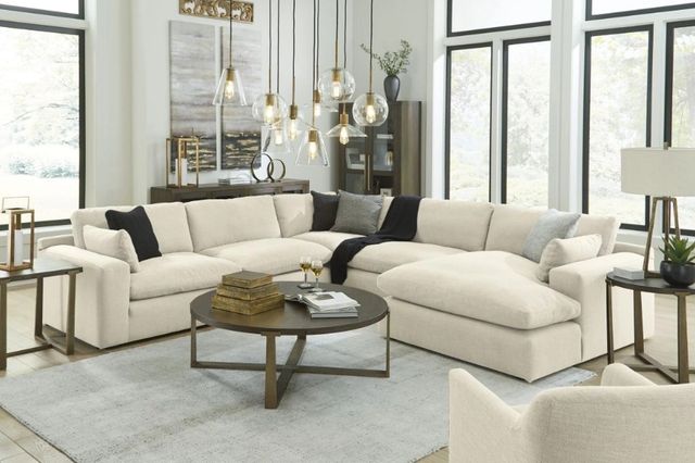 Benchcraft® Elyza 5-Piece Linen Right-Arm Facing Sectional and Chaise-1