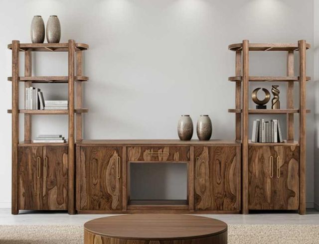 International Furniture Direct Balam Stained Brown TV Stand-1