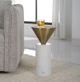 Uttermost® Top Hat Brushed Brass Drink Table with White Base-1