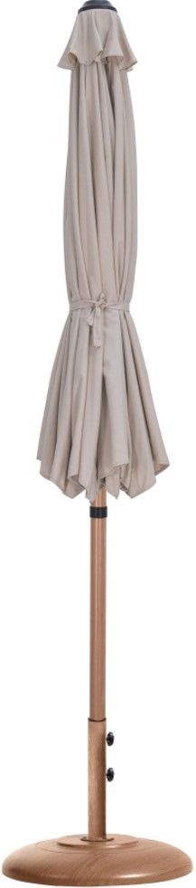 Meridian Furniture Fiji White/Teak Aluminum Outdoor Patio Umbrella and Round Base-2