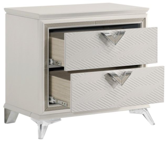 Homelegance® Audra Gold/White Nightstand-3
