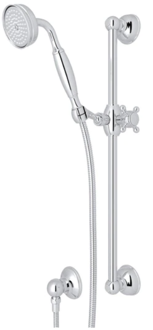 Rohl® Anti-Cal Series Polished Chrome Single-Function Anti-Calcium Handshower Hose Bar and Outlet Set-0