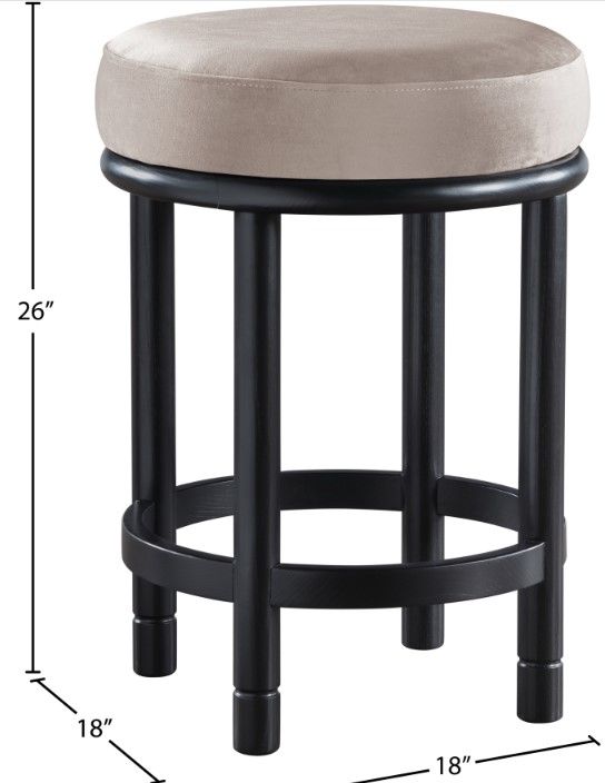 Meridian Furniture Monette Taupe/Black Upholstered Counter Stool-4