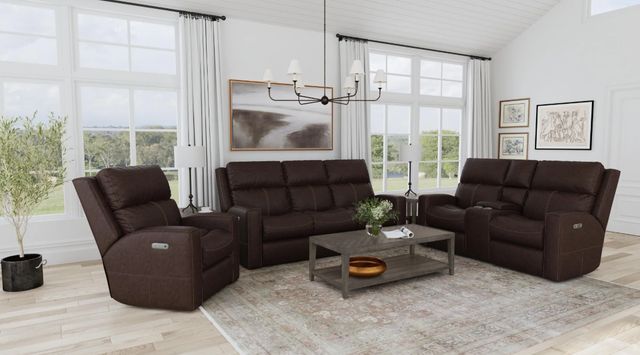 Flexsteel® Customizable Score Leather Power Recliner with Power Headrest and Lumbar-2