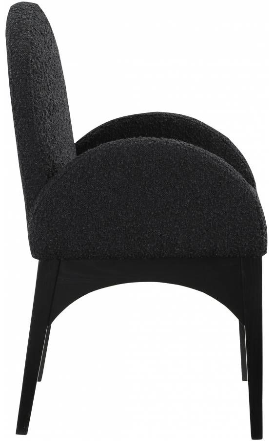 Meridian Furniture Waldorf Black Boucle Upholstered Dining Arm Chair-3