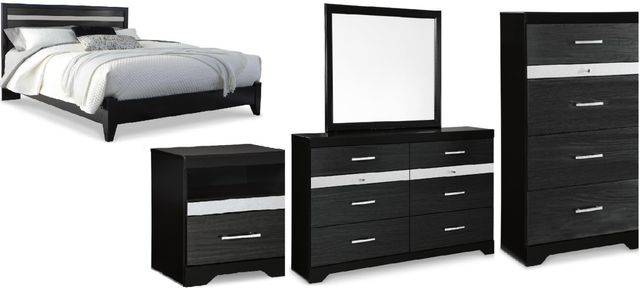 Signature Design by Ashley® Starberry 5-Piece Black Queen Panel Bed Set-0
