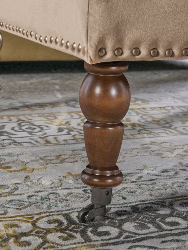Linon Isabelle Dark Walnut/Tan Ottoman-3