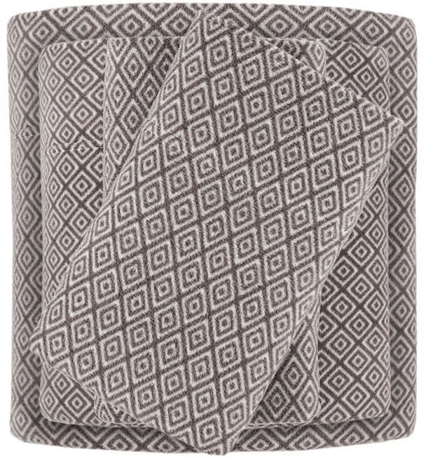 Olliix by True North by Sleep Philosophy Grey Diamond Full Micro Fleece Sheet Set-0
