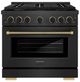 ZLINE Designer Collection Paramount 36" Black Satin Stainless Steel Gas Range with 6 Burner Cooktop and Convection Gas Oven-0