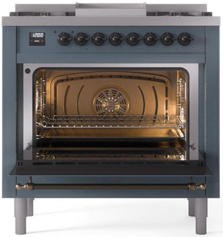 Ilve® Nostalgie II Series 36" Blue Grey Pro Style Dual Fuel Range-1