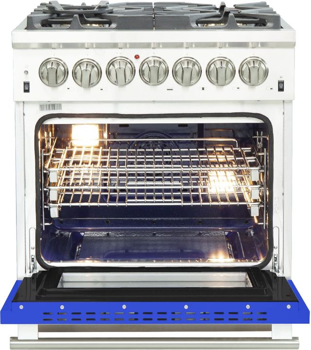 FORNO® Capriasca 30" Stainless Steel Pro Style Dual Fuel Range with Blue Door-2