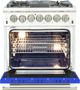 FORNO® Capriasca 30" Stainless Steel Pro Style Dual Fuel Range with Blue Door-2