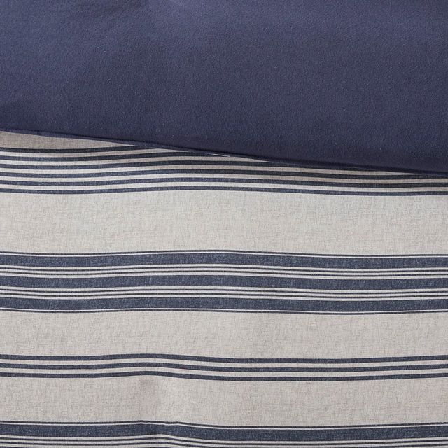 Olliix by Urban Habitat Navy King/California King Cole Stripe Print Ultra Soft Cotton Blend Jersey Knit Duvet Cover Set-4