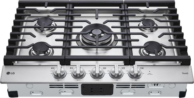 LG 30" Stainless Steel Gas Cooktop with UltraHeat™ Dual Burner and LED Knobs-0
