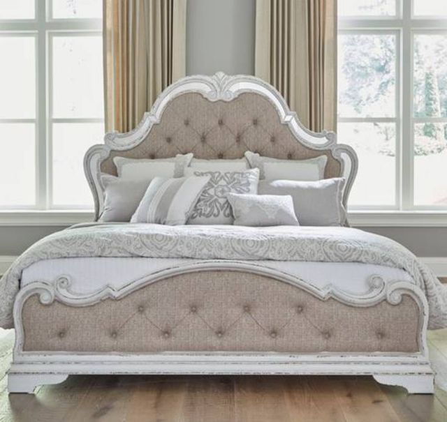 Liberty Furniture Magnolia Manor Antique White Opt Upholstered Bed-0