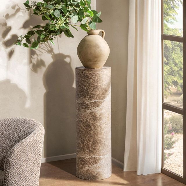 Classic Home Norfolk Brown/Ivory Large Round Display Pedestal-1