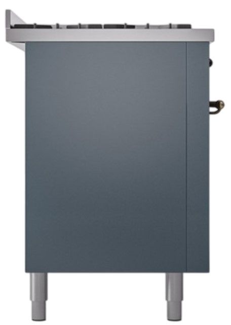 Ilve® Nostalgie II Noblesse 60'' Blue Gray Pro Style Dual Fuel Range with Burnished Trim-2