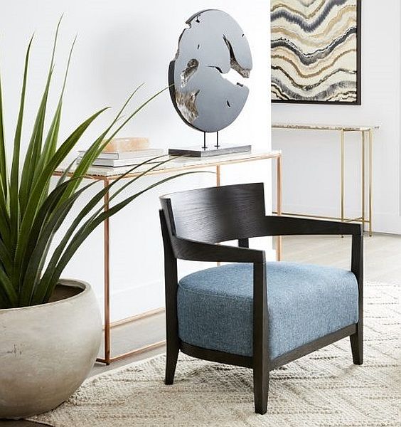 Moe's Home Collection Agate Natural Stone Top Console Table with Brass Iron Frame-3