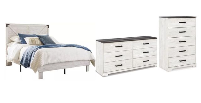 Signature Design by Ashley® Shawburn 3-Piece Charcoal Gray/Whitewash Queen Platform Bed Set-0