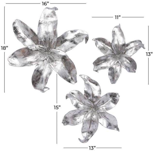 Deco Marche 3-Piece Silver Floral Wall Decor Set-3
