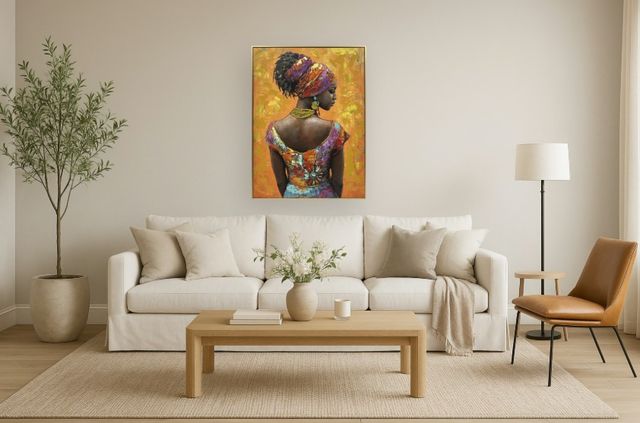 Classy Living Captivating African Lady with Orange Accents II Wall Art-1