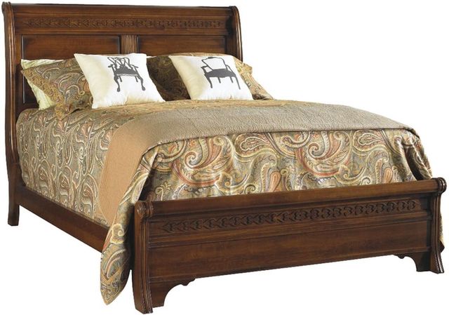 Durham Furniture George Washington Architect Vernon Queen Sleigh Bed With Low Footboard-0