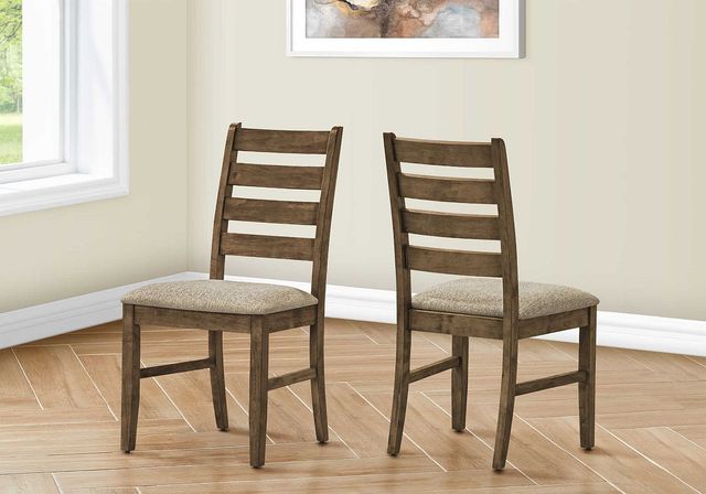 Monarch Specialties Inc. 2-Piece Antique Brown Fabric 38" Upholstered Dining  Side Chairs Set-2